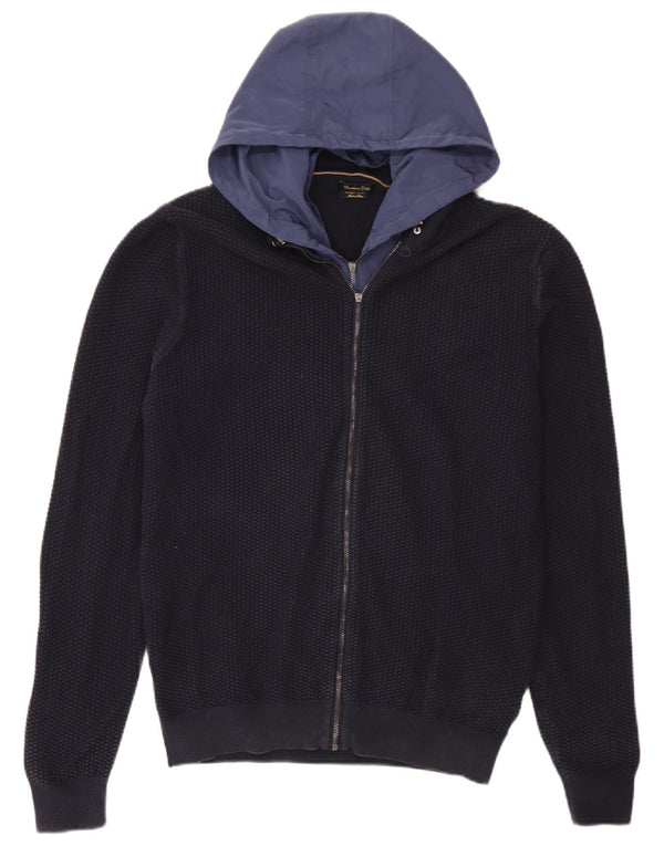 Massimo Dutti Hombre Cárdigan Con Capucha XL Algodón Colorblock Azul Marino
