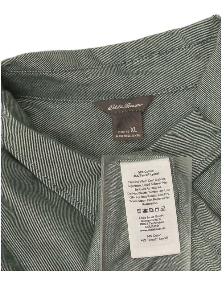 EDDIE BAUER Camisa de franela extragrande para mujer UK 18 XL Algodón verde