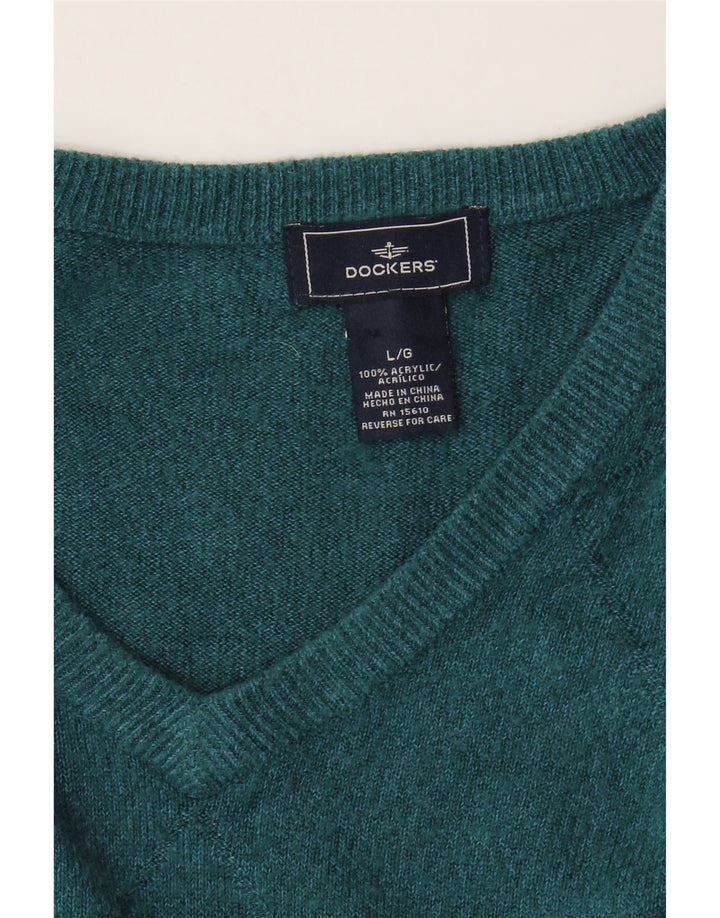 Dockers Jersey con Cuello en V para Hombre, Grande, Acrílico Azul