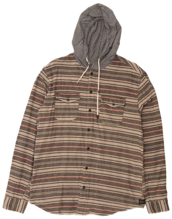 Camisa Billabong Hombre Con Capucha Grande Algodón A Rayas Beige