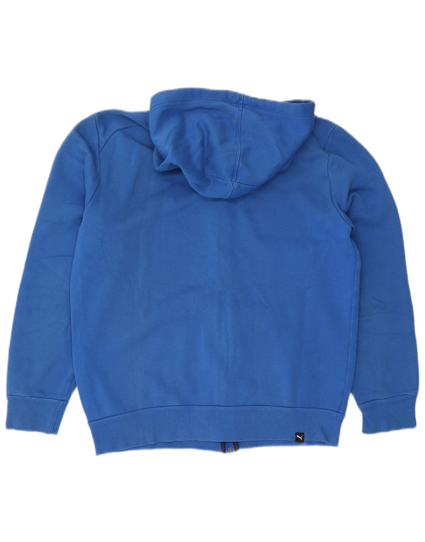 Puma Sudadera con capucha y cremallera gráfica para hombre, talla pequeña, algodón azul