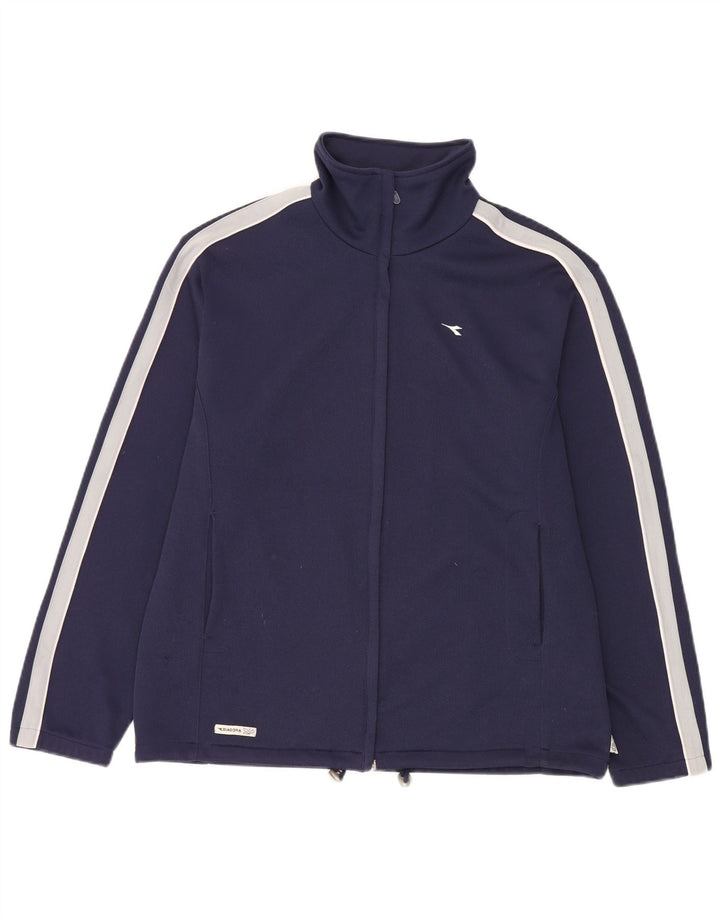 Diadora Mujer Chándal Top Chaqueta IT 46 Grande Azul Marino Poliéster Deportes