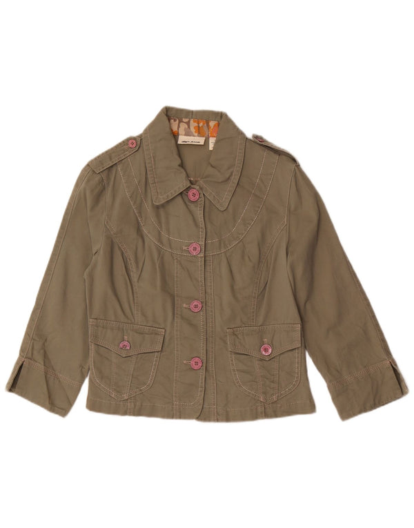 DKNY Chaqueta militar de manga 3/4 para mujer UK 44 Algodón caqui mediano