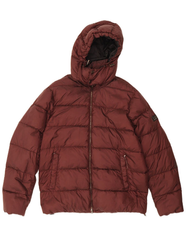 Michael Kors Chaqueta acolchada con capucha para hombre UK 40 Large Nylon burdeos