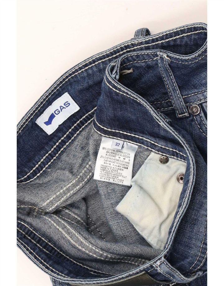 Vaqueros rectos desgastados para mujer Gas W32 L30 Algodón azul