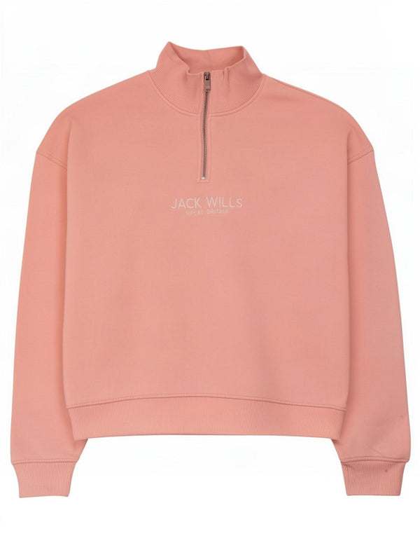 Jack Wills Sudadera con gráfico extragrande para mujer, talla 40, talla M, color rosa