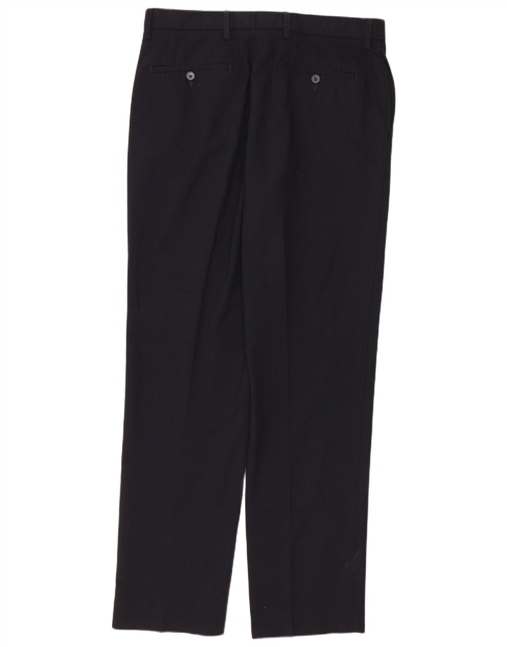 Marks & Spencer Pantalones de traje rectos a medida para hombre W34 L33 Azul marino