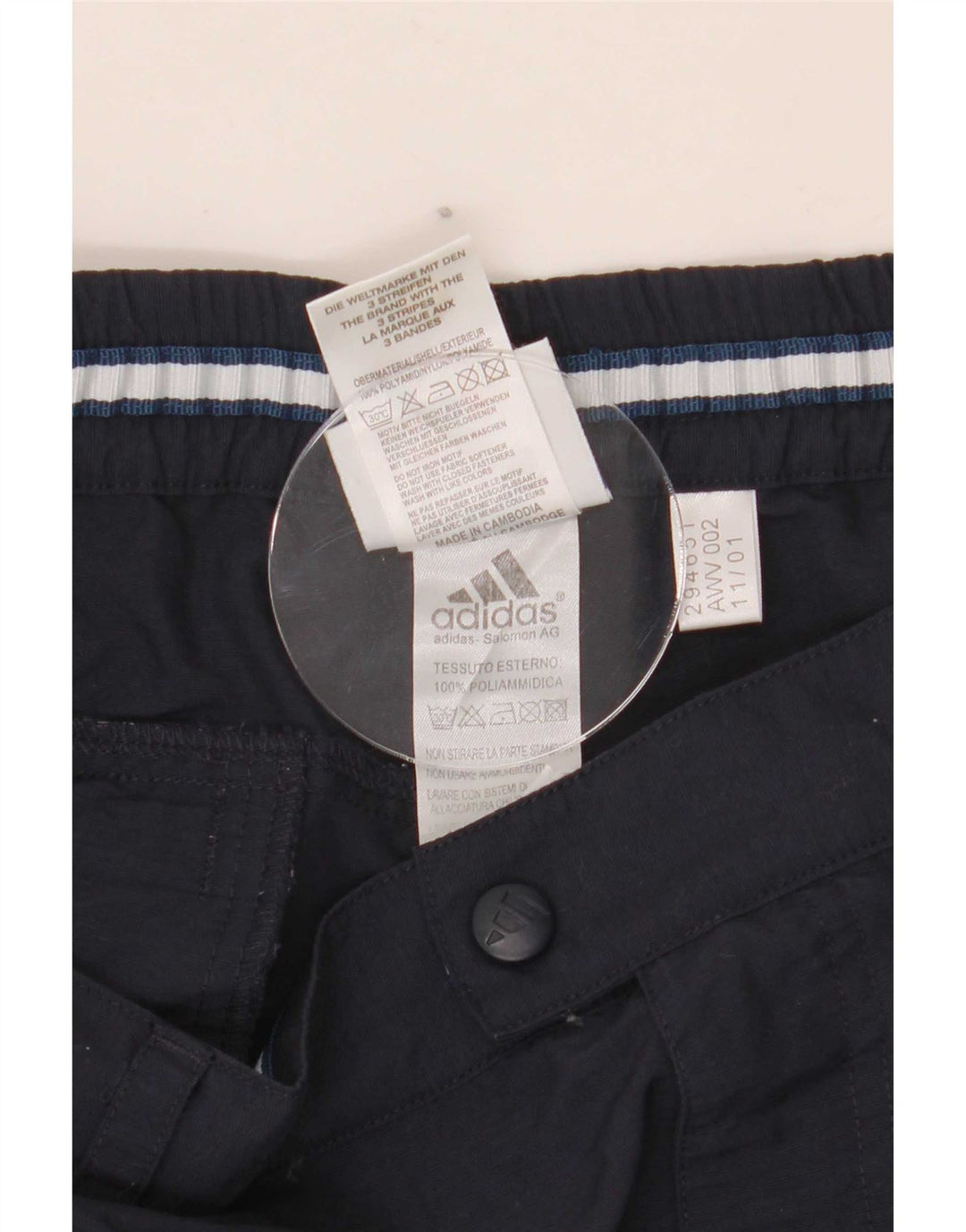 Pantalón Capri Hombre Adidas W32 L20 Poliéster Azul Marino