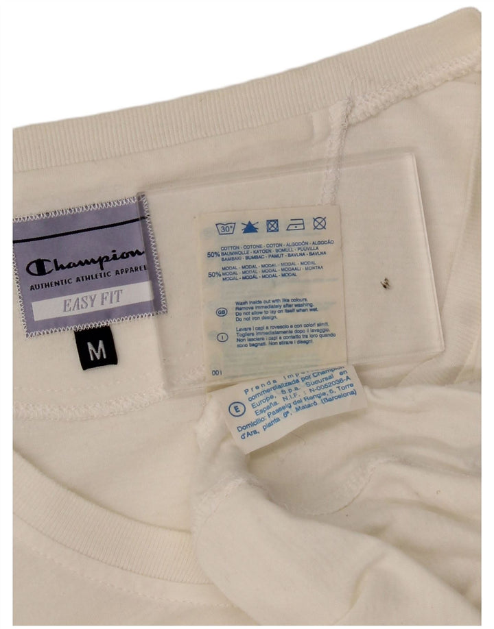 CHAMPION Womens Easy Fit Top Long Sleeve UK 12 Medium White Cotton