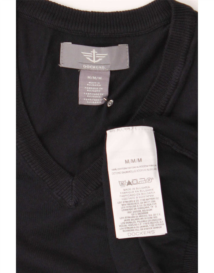 Dockers Jersey con cuello en V para hombre, jersey de algodón azul marino mediano