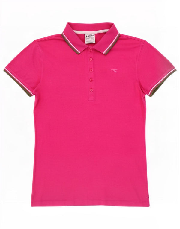 Diadora Polo para mujer UK 44 Grande Algodón rosa