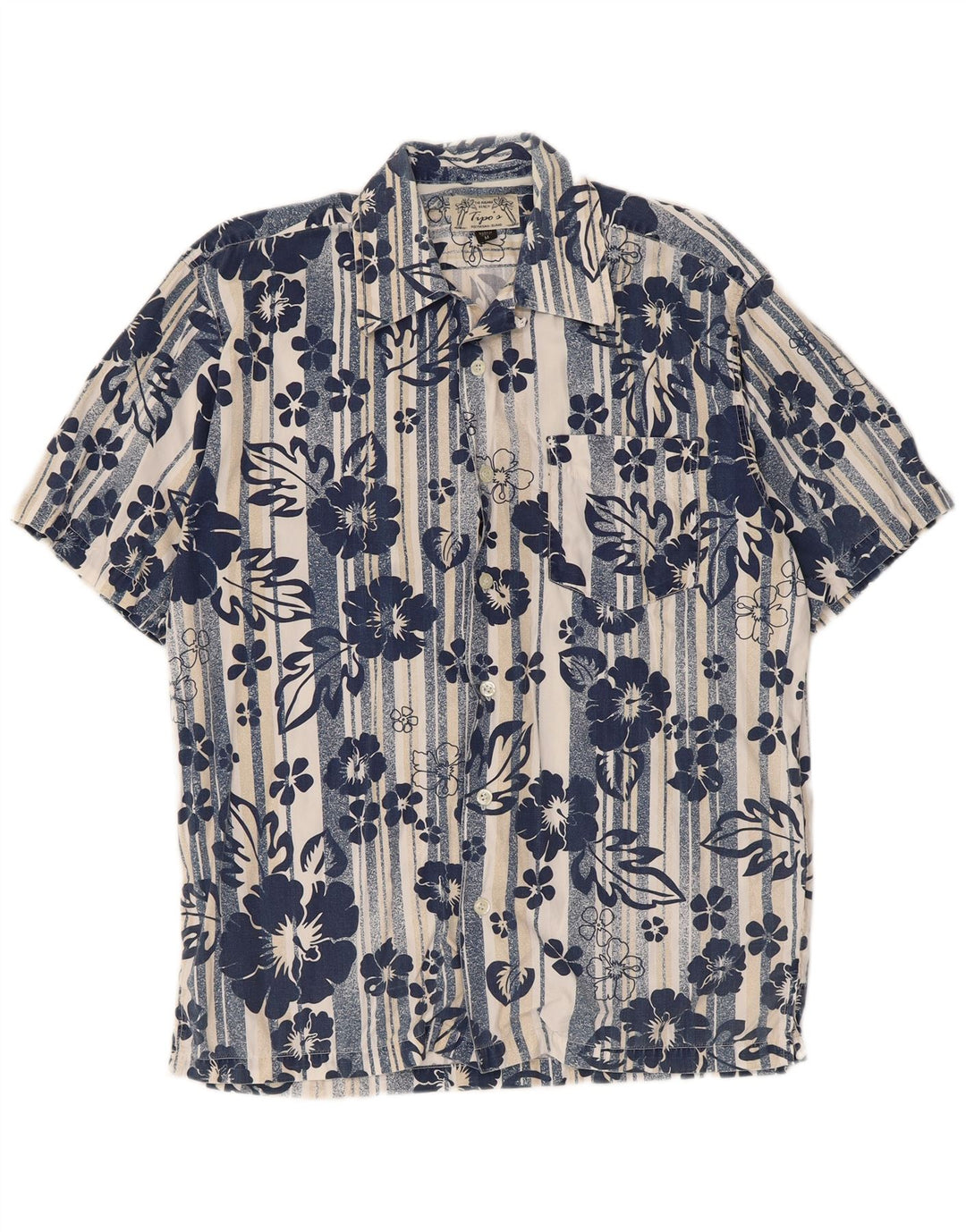 Tipo' S Camisa de manga corta para hombre de algodón floral azul medio