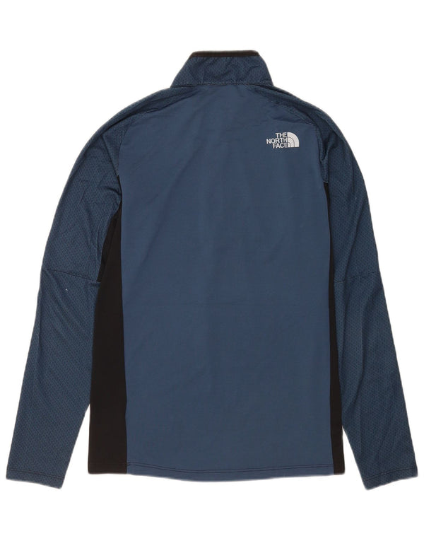 The North Face Top con cremallera y cuello para hombre, manga larga, deportivo geométrico azul pequeño