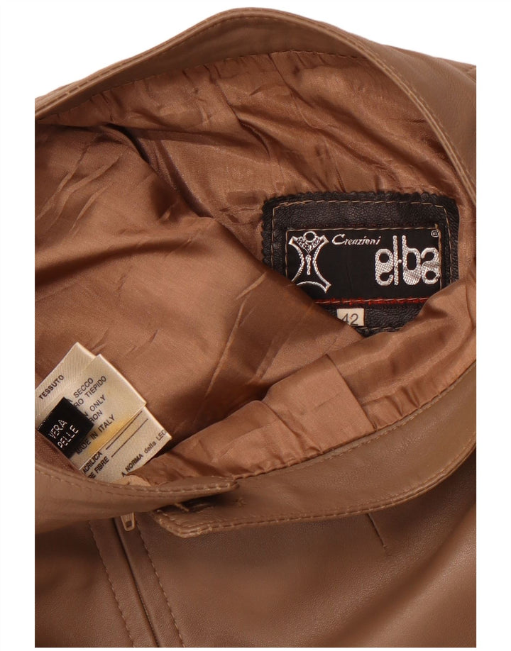 VINTAGE Falda de cuero de cintura alta para mujer IT 42 Medio W26 Cuero marrón