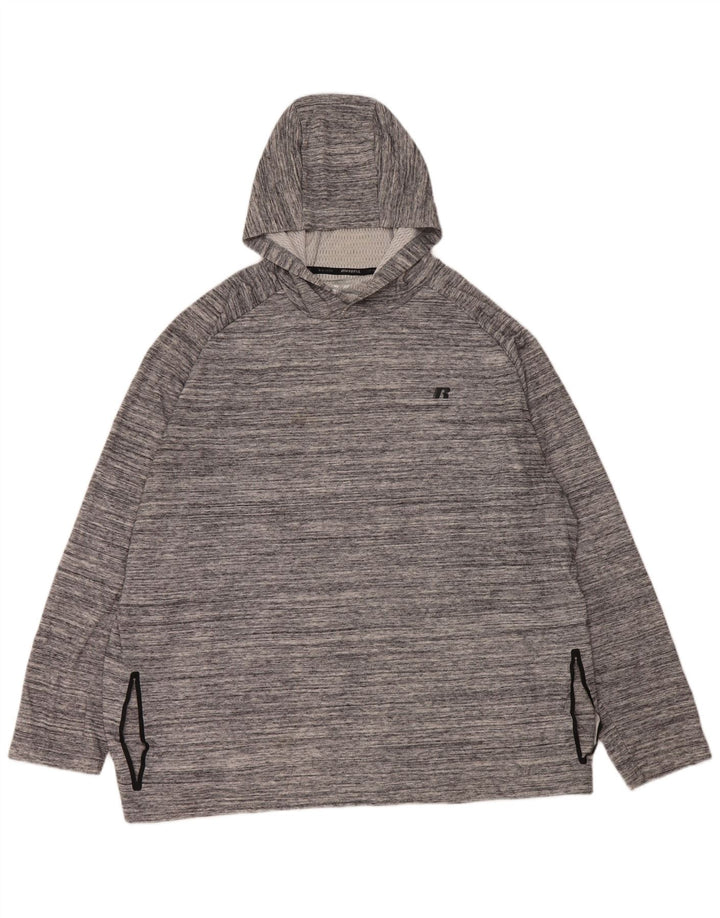 Russell Athletic - Sudadera con capucha para hombre, talla 3XL, poliéster moteado gris