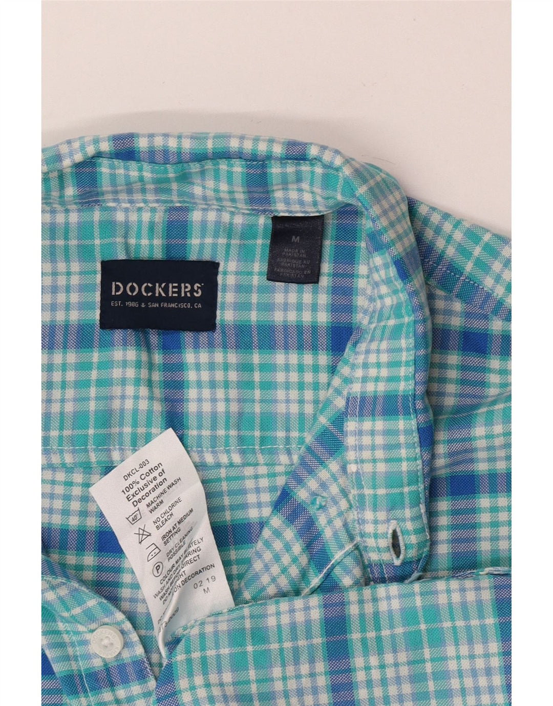Camisa Dockers Hombre Algodón A Cuadros Turquesa Medio