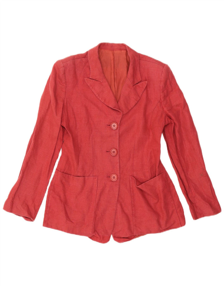 Hobbs Chaqueta Blazer de 3 Botones para Mujer UK 12 Medium Red Linen