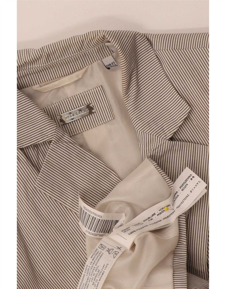 Zara Chaqueta tipo blazer con 1 botón para mujer UK 4 XS Poliéster a rayas blancas