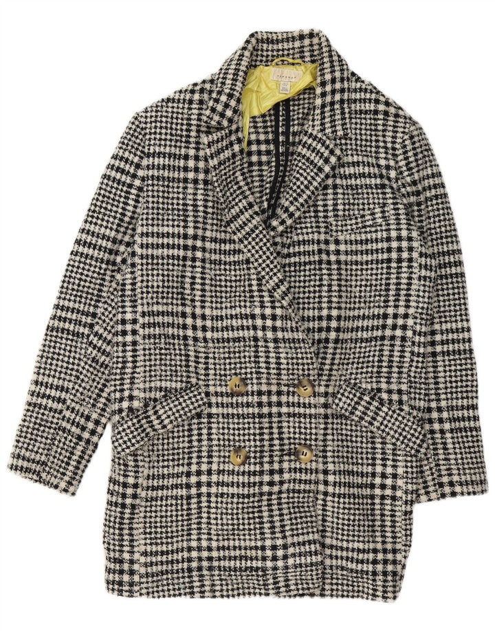 Topshop Abrigo de doble botonadura para mujer UK 40 Medium Black Houndstooth