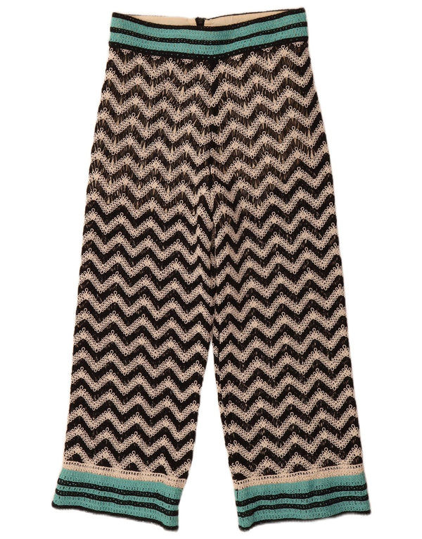 Zara Mujer Pantalones Casuales Rectos De Punto Medium W28 L26 Black Chevron