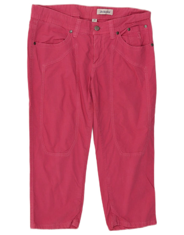 Pantalones capri rectos para mujer Jeckerson W29 L19 Algodón rosa