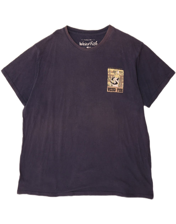 WEIRD FISH Mens Graphic T-Shirt Top 3XL Navy Blue Cotton