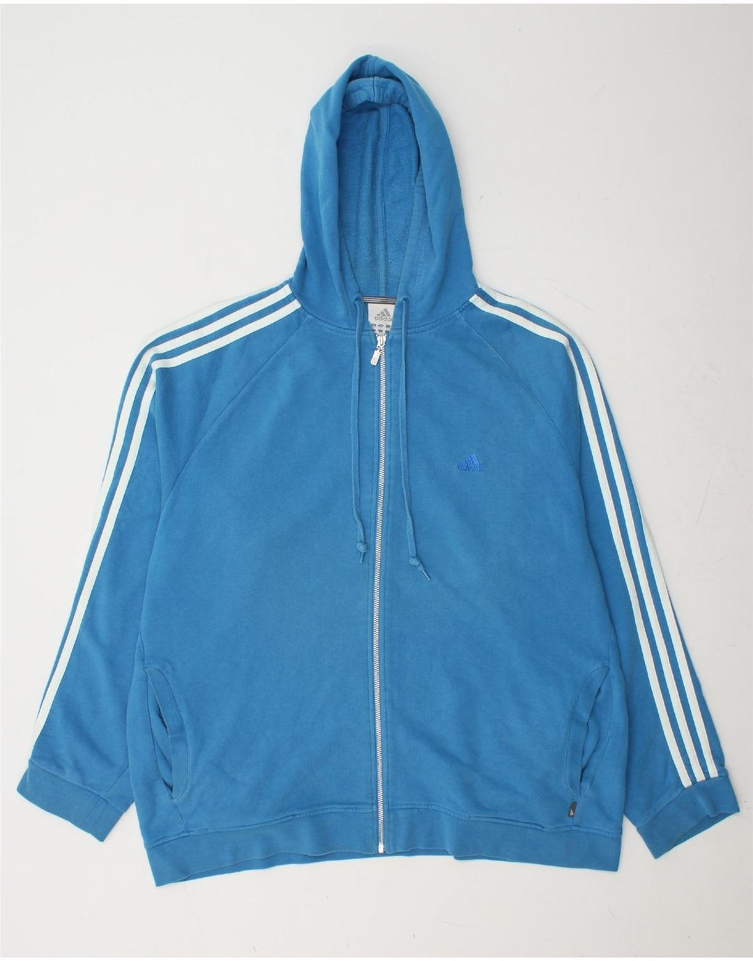ADIDAS Sudadera con capucha y cremallera para hombre XL Algodón azul