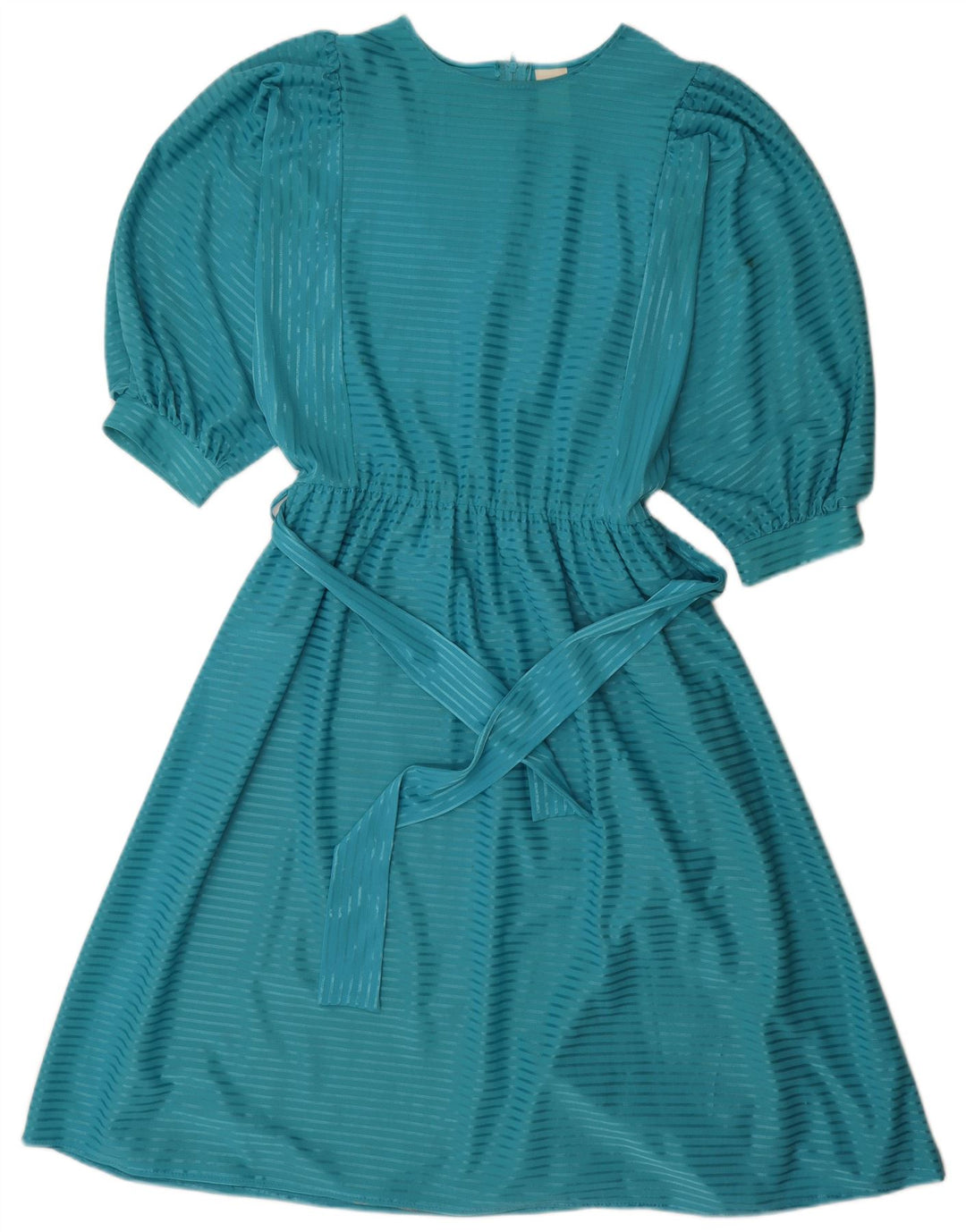 Vintage mujer A-Line vestido EU 38 Poliéster a rayas azul medio