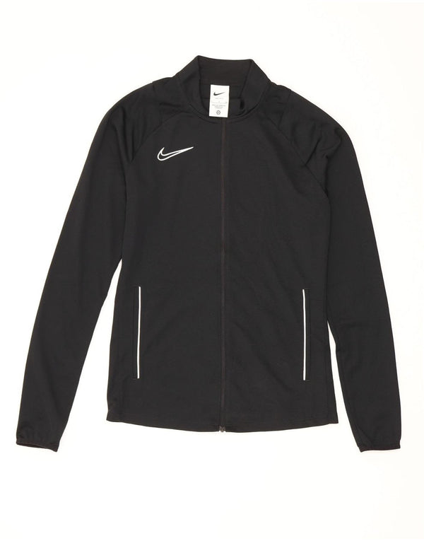 Nike Mujer Dri Fit Chándal Top Chaqueta UK 10 Pequeño Negro Poliéster Deportes