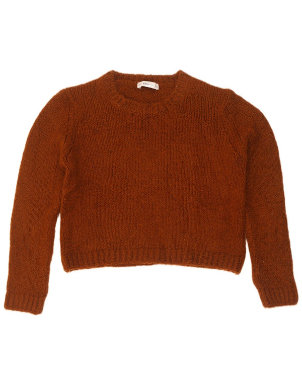 Zara Mujer Crop Boat Neck Jumper Sweater UK 44 Acrílico Marrón Medio