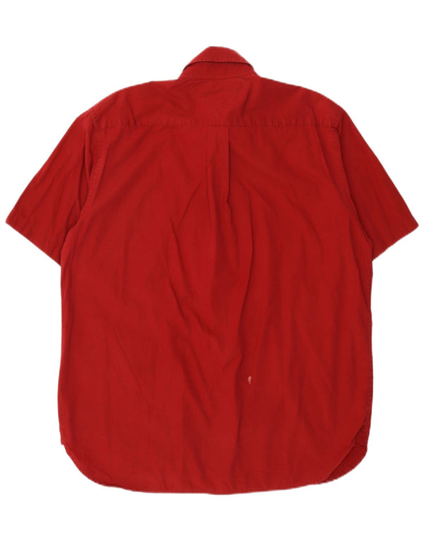 Camisa Tommy Hilfiger de manga corta para hombre, color rojo medio, algodón clásico