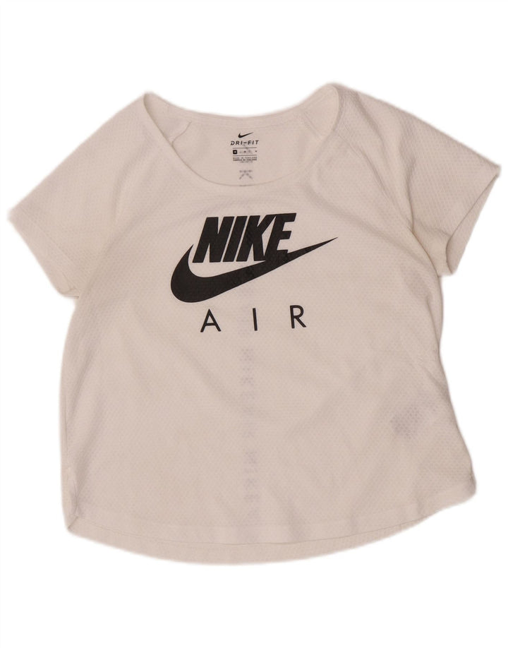 Nike Dri Fit Graphic Camiseta para Mujer UK 14 Medium Off White Poliéster