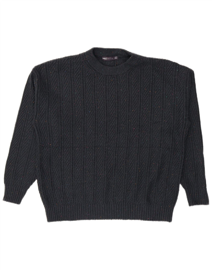 Marks & Spencer - Jersey de cuello redondo para hombre, talla grande, color azul marino