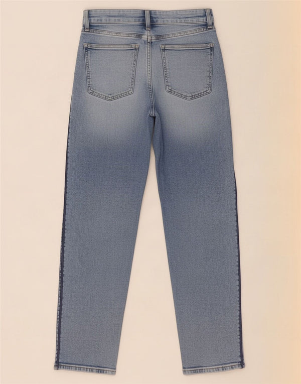 Marks & Spencer Vaqueros Rectos Desgastados para Mujer UK 10 Small W29 L27 Azul