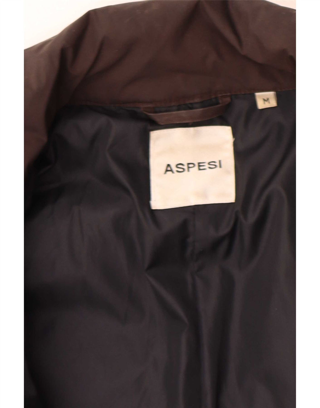 Aspesi Abrigo acolchado con capucha para mujer UK 44 Nylon marrón medio