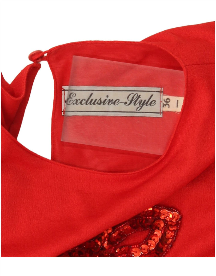 Exclusivo vestido largo extragrande de manga larga para mujer EU 36 Small Red