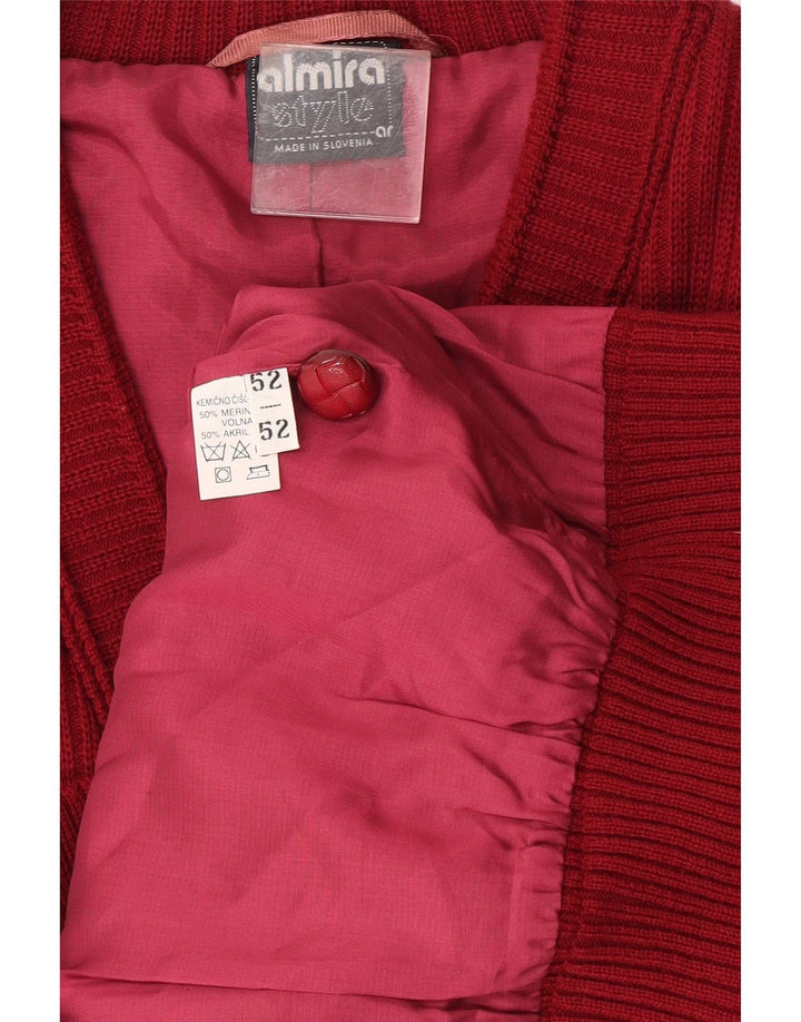 Almira - Cárdigan para hombre IT 52 grande de lana merino roja