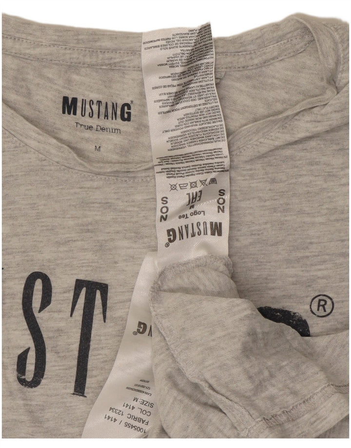 MUSTANG Camiseta gráfica para mujer Top UK 44 Algodón moteado gris medio