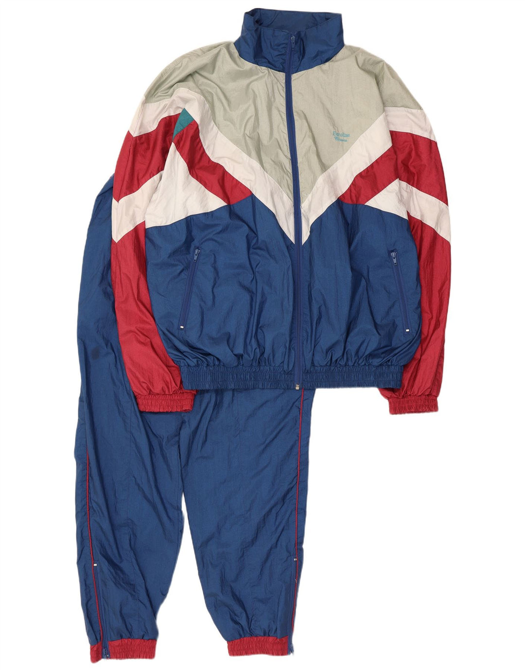 Chándal completo de gran tamaño vintage para hombre Bloque de color azul marino medio