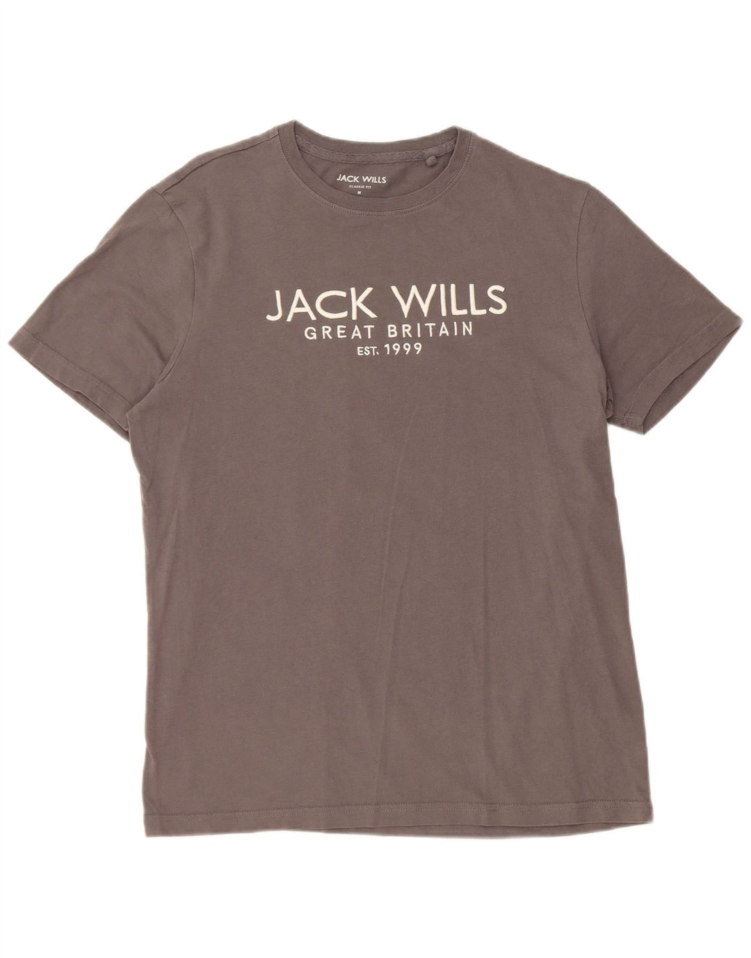 JACK WILLS Camiseta gráfica de corte clásico para hombre Top Gris medio