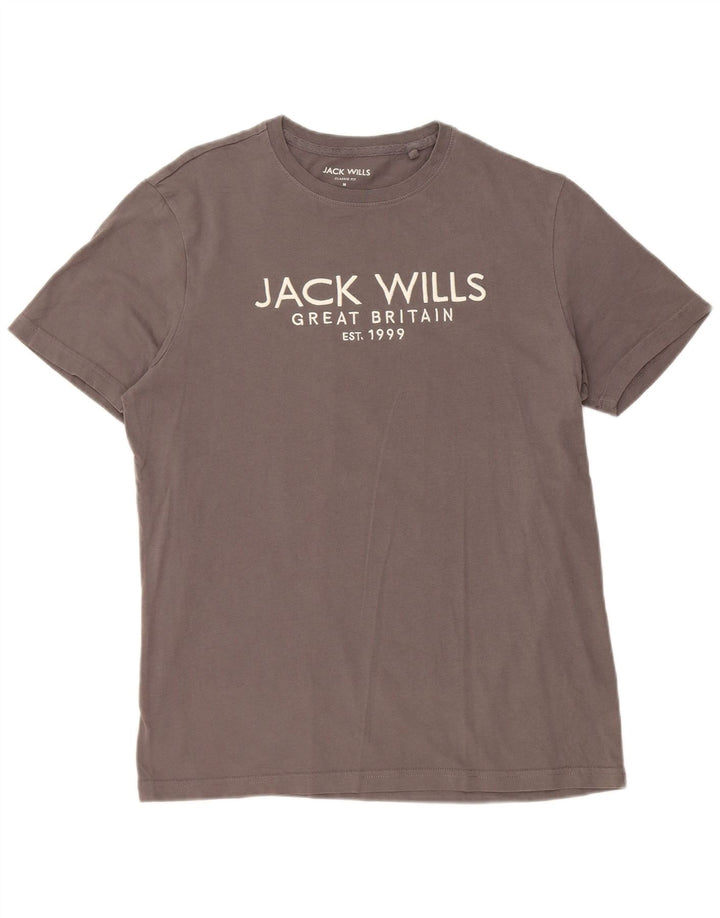 JACK WILLS Camiseta gráfica de corte clásico para hombre Top Gris medio