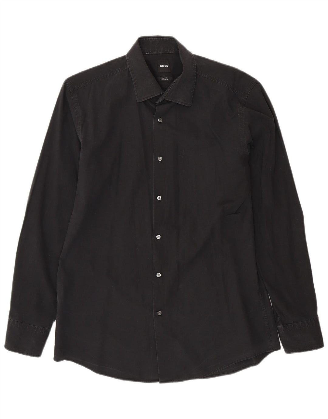 HUGO BOSS Camisa ajustada de fácil cuidado para hombre Talla 16 1/2 42 Grande Algodón negro