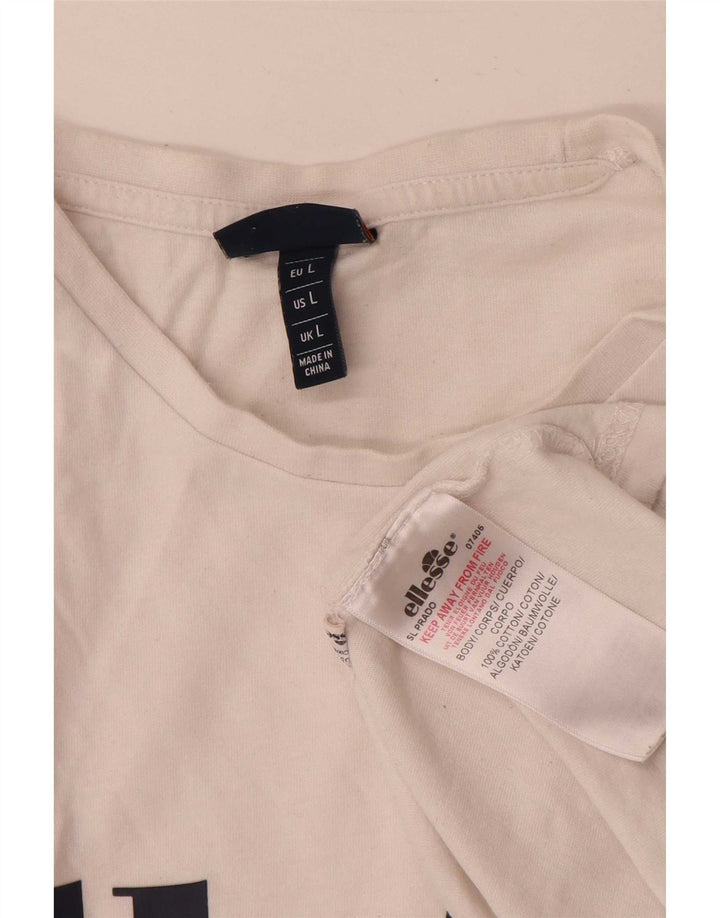 Ellesse - Camiseta gráfica para hombre, talla grande, algodón blanco