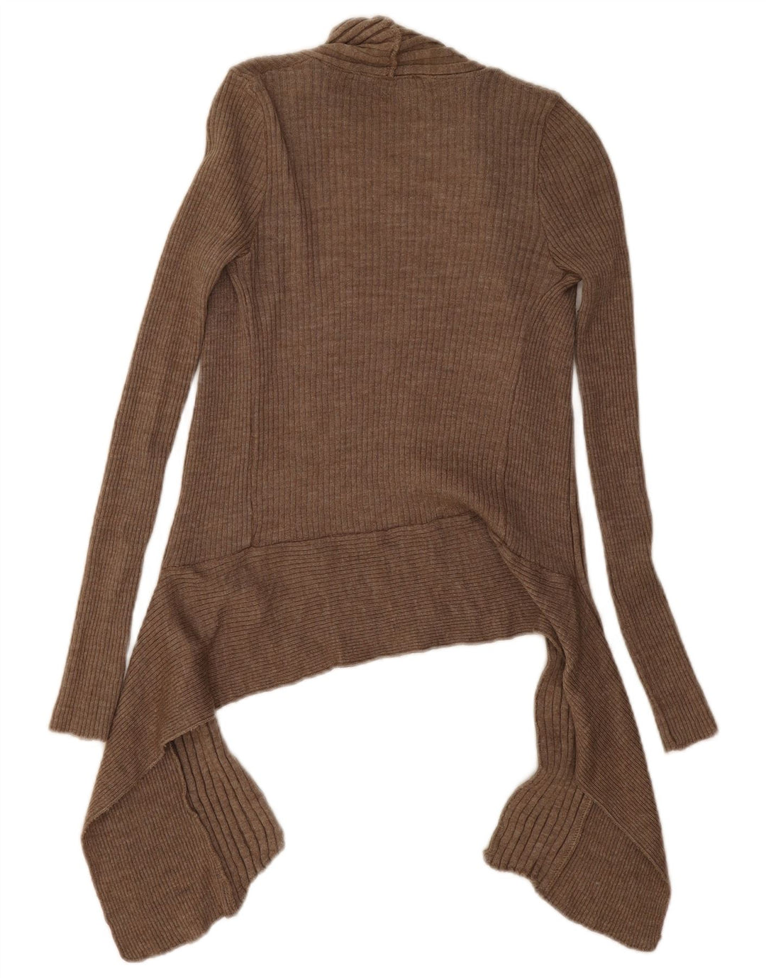 Zara Mujer Cárdigan Abierto Asimétrico Suéter UK 42 Medio Beige