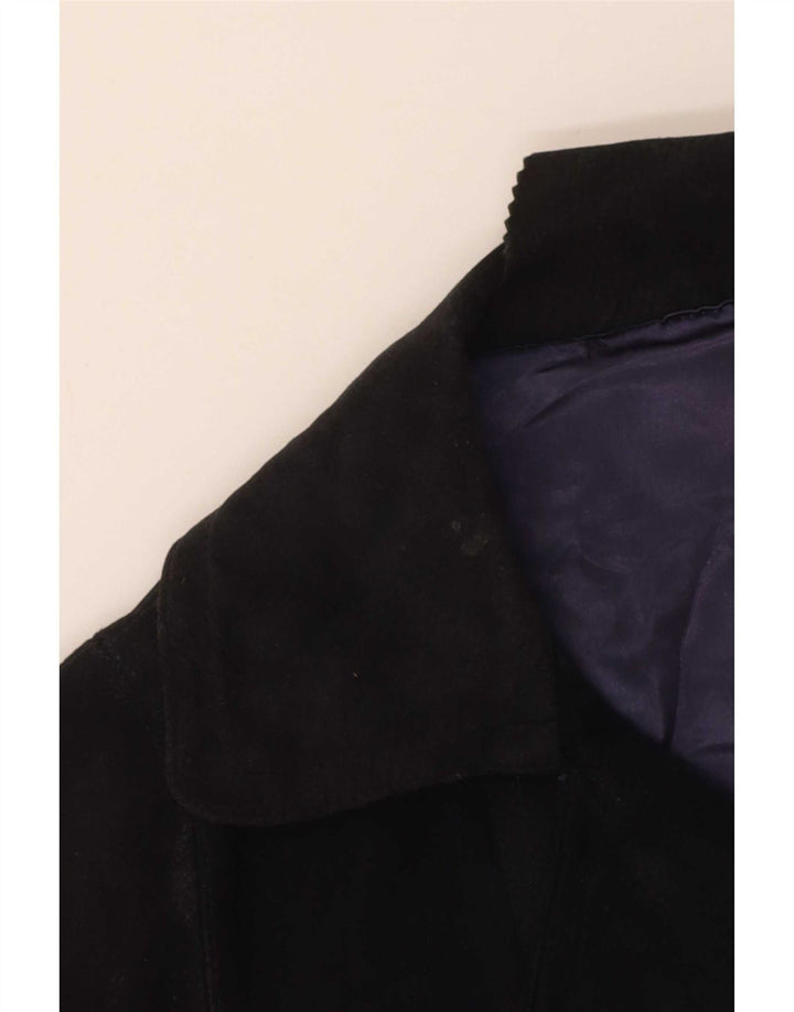 Vintage mujer 3 botones ante Blazer chaqueta Reino Unido 16 grande azul marino