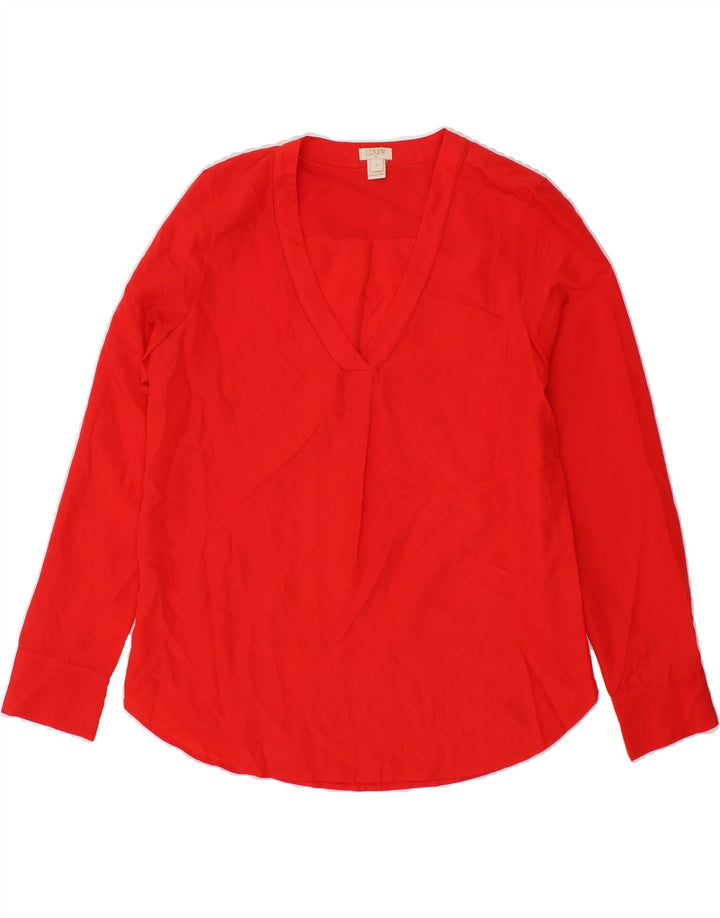 J. CREW Womens Long Sleeve Blouse Top UK 10 Small Red Polyester Vintage J. Crew and Second-Hand J. Crew from Messina Hembry 