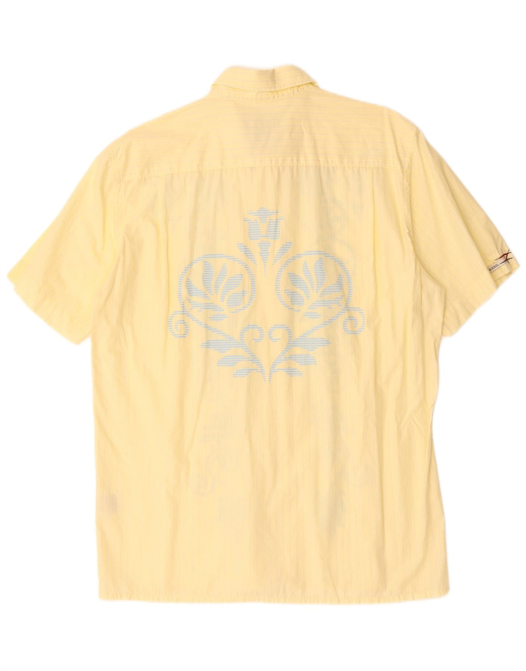 DIESEL Camisa Manga Corta Hombre XL Algodón Paisley Amarillo