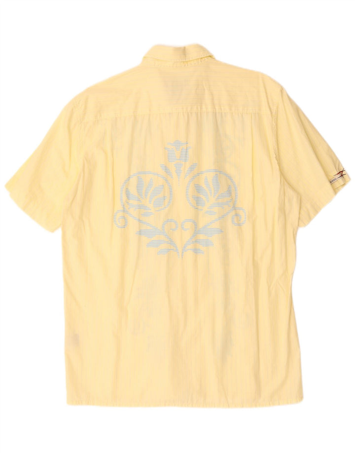 DIESEL Camisa Manga Corta Hombre XL Algodón Paisley Amarillo