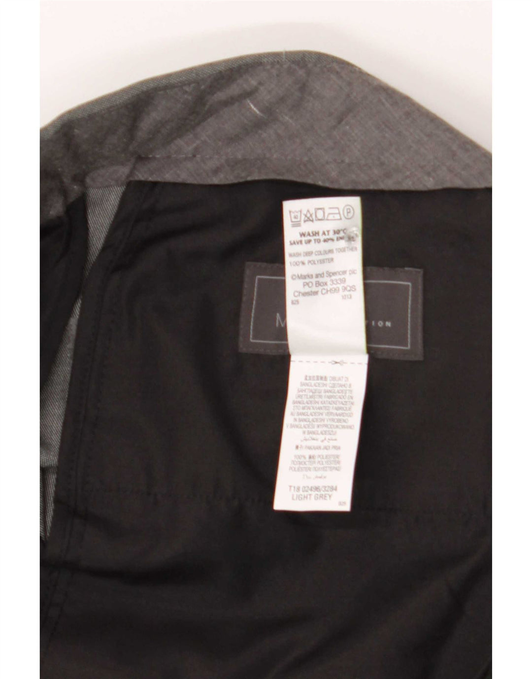Marks & Spencer Pantalón de traje de corte regular para hombre W36 L29 Poliéster gris