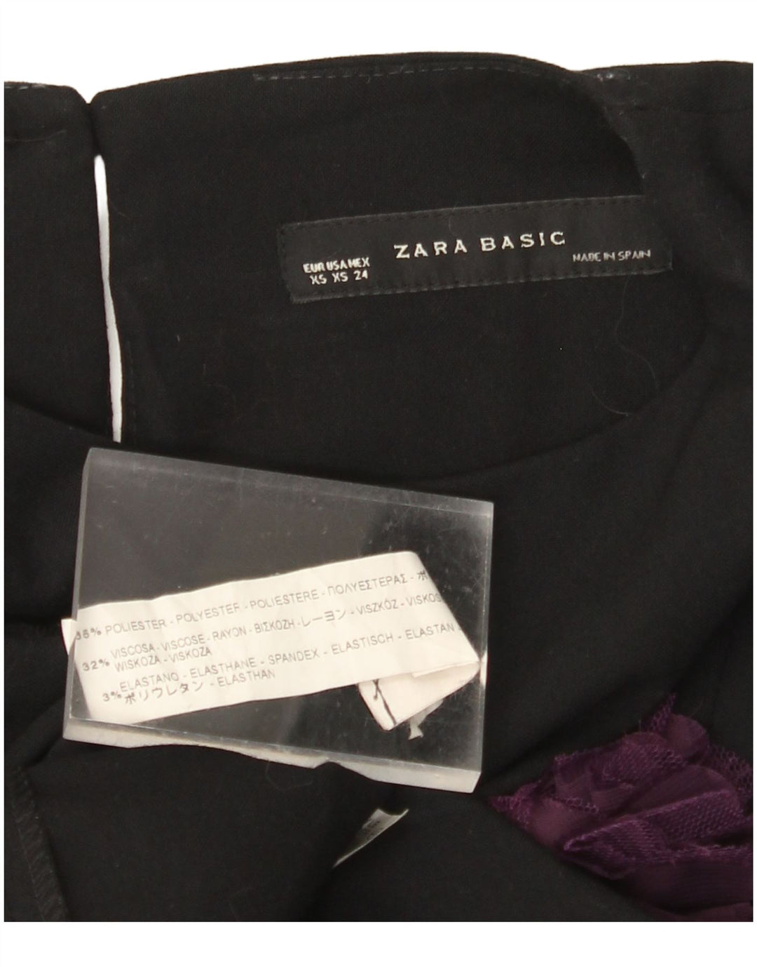 ZARA Vestido tubo sin mangas para mujer UK 4 XS Poliéster floral negro